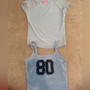 Edikted Blue Camisole and Striped Sleeve Top Set